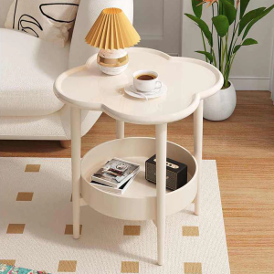 Elegant Clover-Shaped Side Table with Shelf